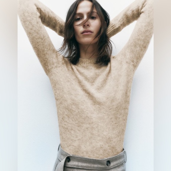 Zara nwt alpaca wool blend Classic sweater top pullover - Picture 4 of 4
